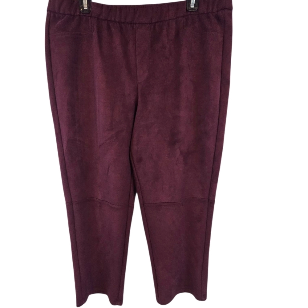 3/$25 Isaac Mizrahi Live Size 16P Suede Look Pants Plum Purple